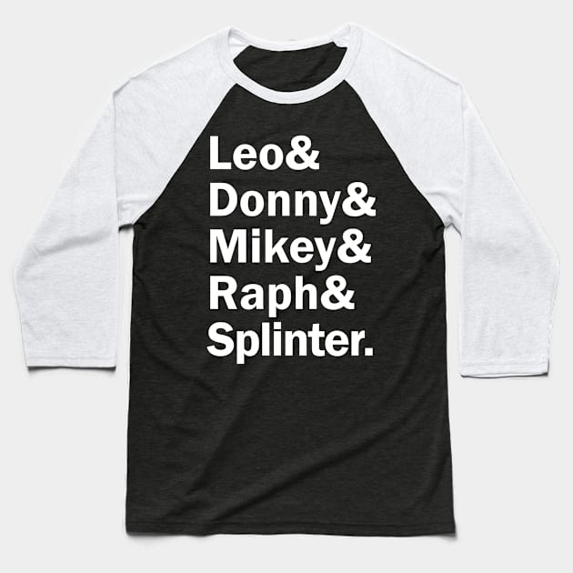 Funny Names x Teenage Mutant Ninja Turtles TMNT (Leo, Donny, Mikey, raph, Splinter) Baseball T-Shirt by muckychris